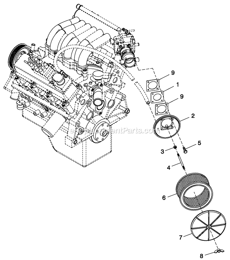 Generac QT03030AVAN (4202279 - 4214459)(2005) 30kw 3.0 120/240 1p Vp Alum -07-20 Generator - Liquid Cooled Ev Air Cleaner Cpl Fwd Diagram