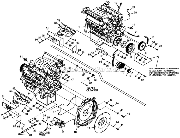 Generac QT03030AVSN (4155136 - 4204181)(2005) 30kw 3.0 120/240 1p Vp Stl -07-18 Generator - Liquid Cooled Engine Common Parts 3.0l Ford Cpl Diagram