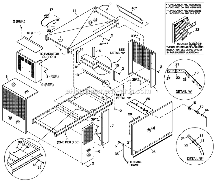 Generac QT03030AVSN (4155136 - 4204181)(2005) 30kw 3.0 120/240 1p Vp Stl -07-18 Generator - Liquid Cooled Ev Enclosure C2 3.0l Diagram