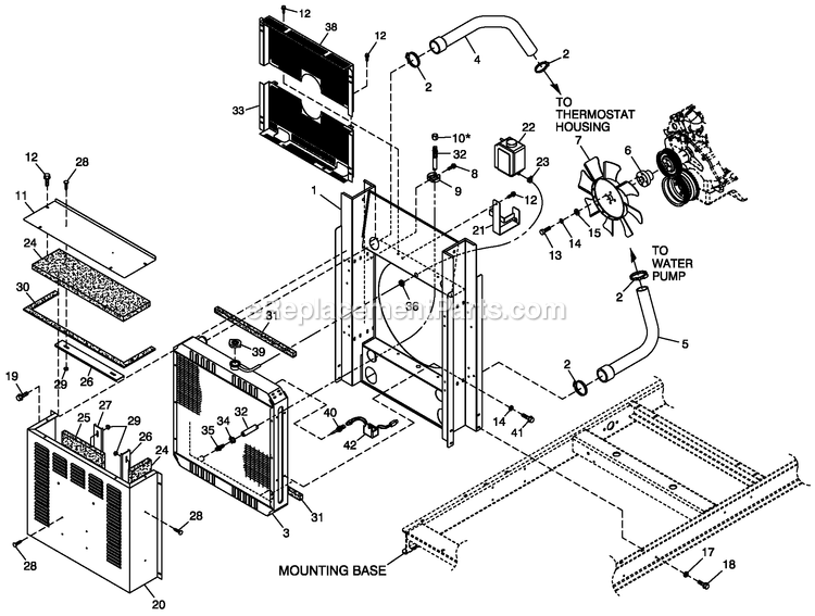 Generac QT03030AVSN (4155136 - 4204181)(2005) 30kw 3.0 120/240 1p Vp Stl -07-18 Generator - Liquid Cooled C2 Cooling System And Fan Drive Diagram