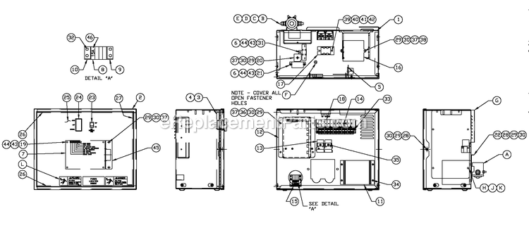 Generac QT03524ANAN (4369500 - 4407182)(2006) 35kw 2.4 120/240 1p Ng Alm -05-05 Generator - Liquid Cooled R-200 3600 Rpm 2.4l Diagram