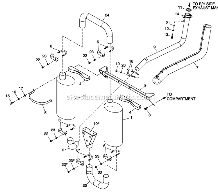 Generac QT03524ANSN (4361352 - 4407184)(2006) 35kw 2.4 120/240 1p Ng Stl -05-05 Generator - Liquid Cooled Muffler Exhaust Diagram