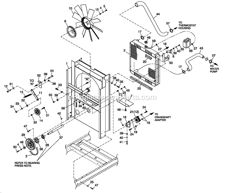 Generac QT04524ANSN (4797135 - 4838648)(2007) Obs 45kw 2.4 120/240 1p Ng Stl -06-01 Generator - Liquid Cooled C2 Cooling System And Fan Drive Diagram