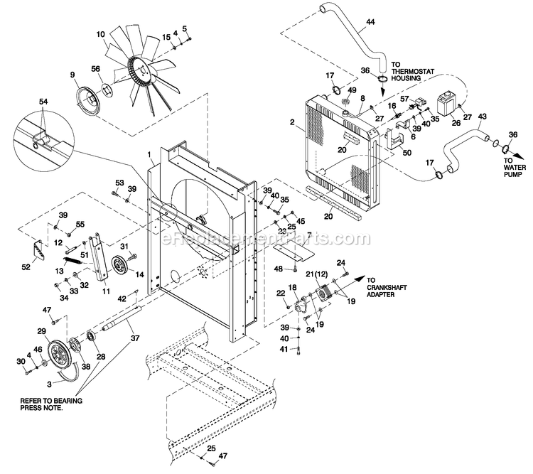 Generac QT04524ANSN (4797135 - 4838648)(2007) Obs 45kw 2.4 120/240 1p Ng Stl -06-01 Generator - Liquid Cooled C2 Cooling System And Fan Drive Diagram