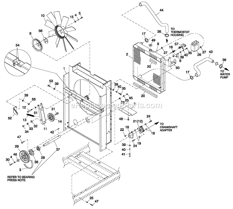 Generac QT04524ANSN (4840036 - 4868624)(2007) Obs 45kw 2.4 120/240 1p Ng Stl -08-01 Generator - Liquid Cooled C2 Cooling Sytem And Fan Drive Diagram