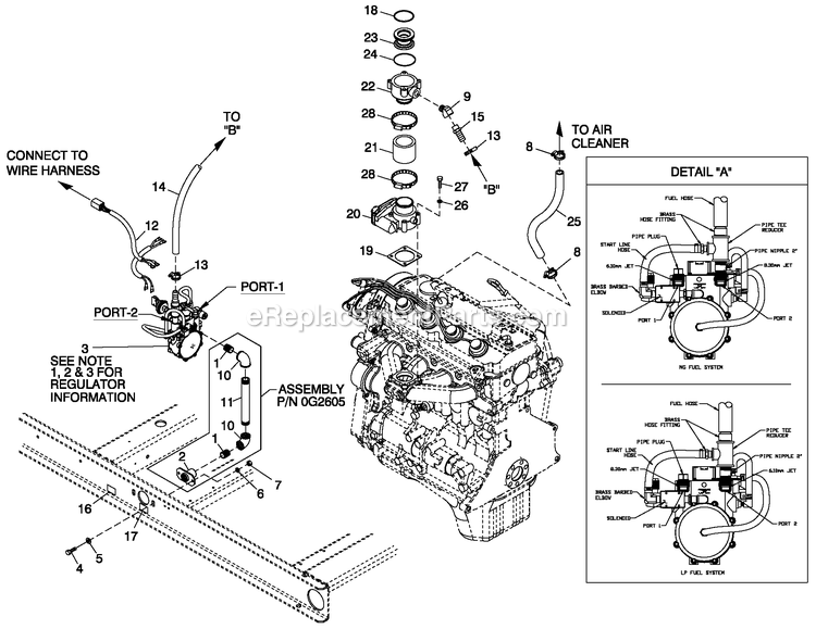 Generac QT04524ANSY (4830085)(2007) Obs 45kw 2.4 120/240 1p Ng Stl -05-14 Generator - Liquid Cooled Fuel System Emissions Diagram