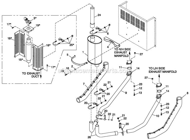 Generac QT05030ANSN (4120713)(2005) 50kw 3.0 120/240 1p Ng Stl -04-05 Generator - Liquid Cooled Muffler Exhaust 3.0l Cpl 50kw Diagram