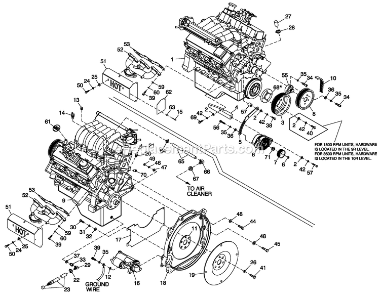 Generac QT05030ANSN (4230744 - 4235923)(2005) 50kw 3.0 120/240 1p Ng Stl -08-22 Generator - Liquid Cooled Engine Comon Parts 3.0l Ford Cpl Diagram