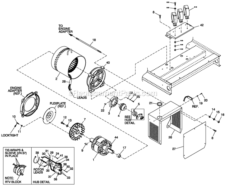 Generac QT05554ANANA (4865254 - 4992110)(2008) 55kw 5.4 120/240 1p Ng Al Bh10 -04-09 Generator - Liquid Cooled Cpl Alternator Brushless 70kw 4-Pole Diagram