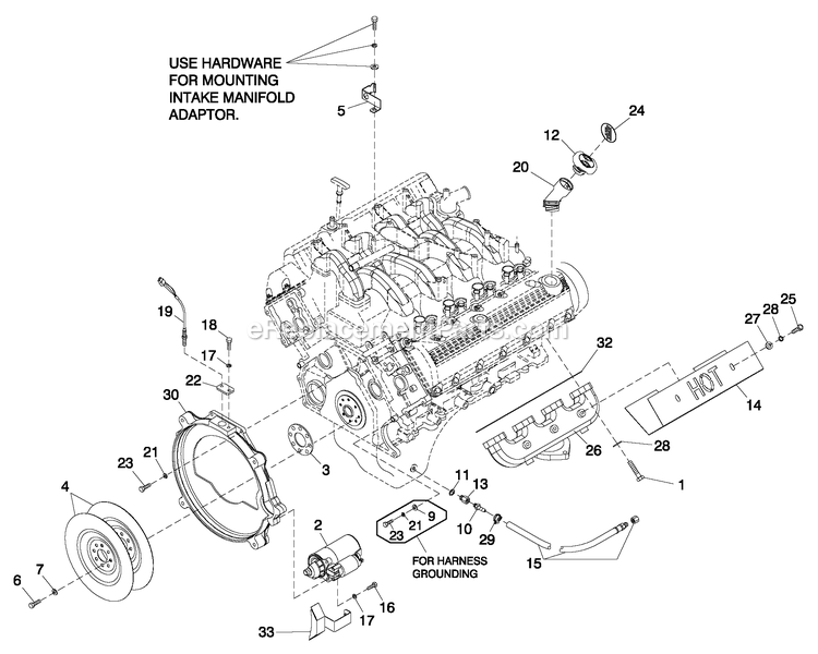 Generac QT05554ANANA (4865254 - 4992110)(2008) 55kw 5.4 120/240 1p Ng Al Bh10 -04-09 Generator - Liquid Cooled Engine Comon Parts R/H Side 5.4l Cpl Diagram