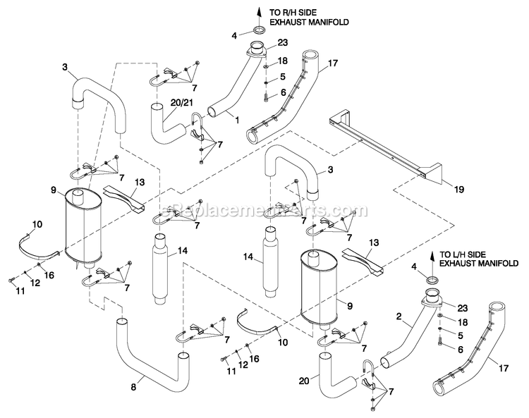 Generac QT05554ANANA (4865254 - 4992110)(2008) 55kw 5.4 120/240 1p Ng Al Bh10 -04-09 Generator - Liquid Cooled Muffler 5.4l/6.8l Cpl Exhaust C3 Diagram