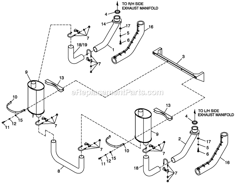 Generac QT05554ANANA (4865254 - 4992110)(2008) 55kw 5.4 120/240 1p Ng Al Bh10 -04-09 Generator - Liquid Cooled Muffler 5.4l/6.8l Cpl Exhaust C3 O/S Diagram