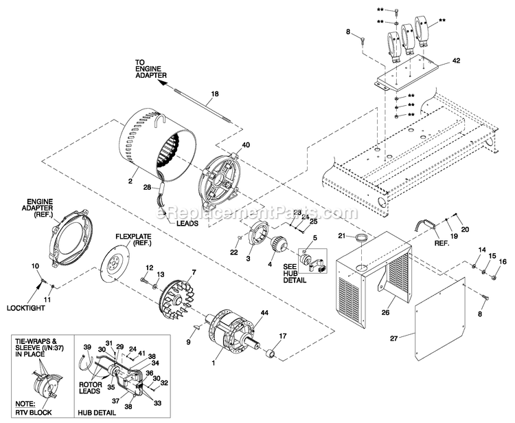 Generac QT05554ANANA (5246779 - 5246780)(2008) 55kw 5.4 120/240 1p Ng Al Bh10 -12-16 Generator - Liquid Cooled Cpl Altrenator Brushless 70kw 4-Pole Diagram