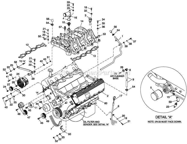 Generac QT05554ANANA (5246779 - 5246780)(2008) 55kw 5.4 120/240 1p Ng Al Bh10 -12-16 Generator - Liquid Cooled Engine Common Parts L/H Side 5.4l Cpl Diagram