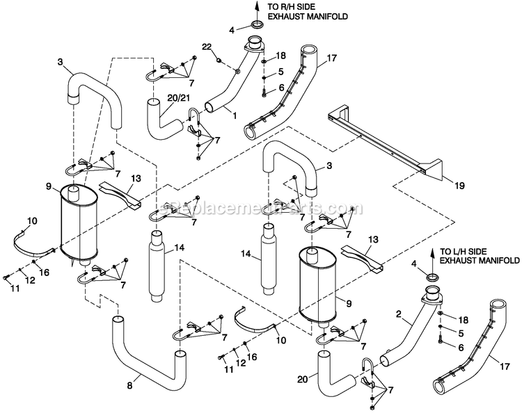 Generac QT05554ANSNA (5010999 - 5140761)(2008) 55kw 5.4 120/240 1p Ng Stlbh10 -09-24 Generator - Liquid Cooled Muffler 5.4l/6.8l Cpl Exhaust C3 Diagram