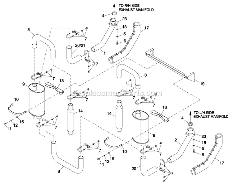 Generac QT05554ANSNA (5010999 - 5140761)(2008) 55kw 5.4 120/240 1p Ng Stlbh10 -09-24 Generator - Liquid Cooled Muffler 5.4l/6.8l Cpl Exhaust C3 Diagram