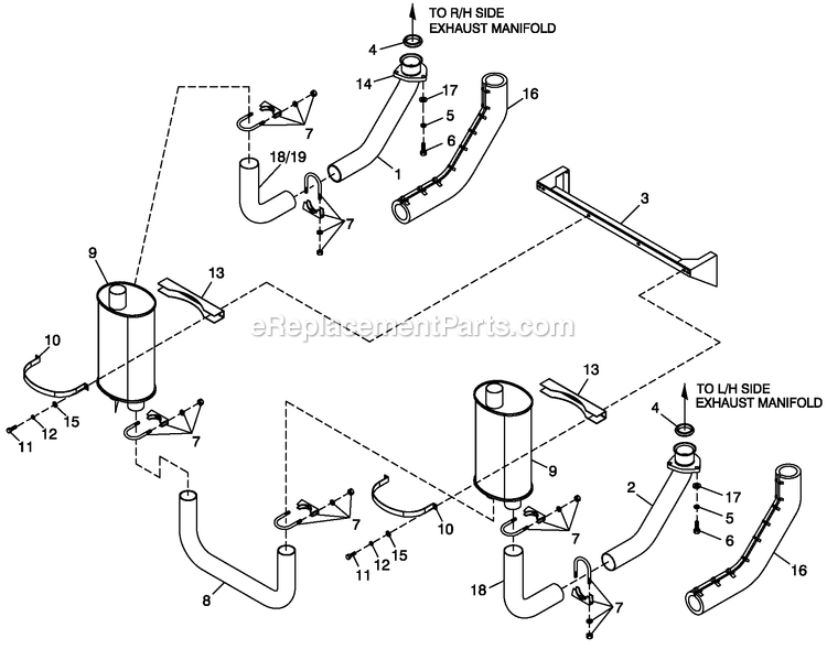 Generac QT05554ANSNA (5411144 - 5591222)(2009) 55kw 5.4 120/240 1p Ng Stlbh10 -07-31 Generator - Liquid Cooled Muffler 5.4l/6.8l Cpl Exhaust C3 O/S Diagram