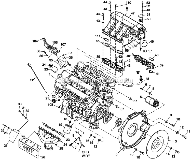 Generac QT06030ANAN (4916379 - 4923489)(2007) 60kw 3.0 120/240 1p Ng Alum -12-03 Generator - Liquid Cooled Engine Common Parts 3.0l G14 Diagram