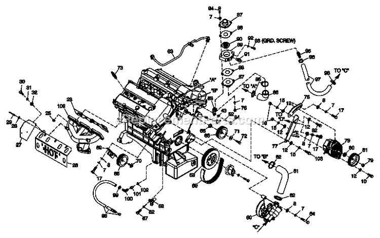 Generac QT06030AVAN (4790826 - 4903488)(2007) 60kw 3.0 120/240 1p Vp Alum -10-18 Generator - Liquid Cooled Engine Common Parts 3.0l G14 Diagram