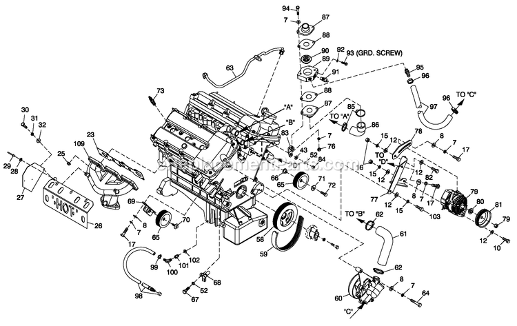 Generac QT06030GNAN (4946811)(2008) Obs60kw 3.0 120/208 3p Ng Alum -01-25 Generator Engine Common Parts 3.0l G14 (2) Diagram