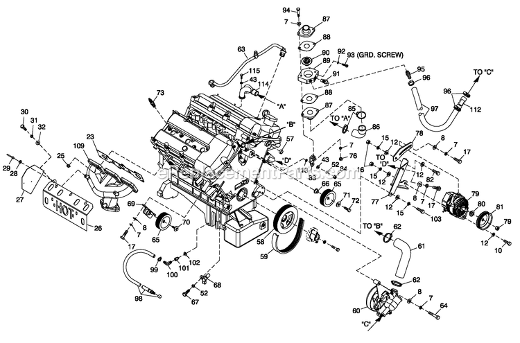 Generac QT06030GNAN (4946811)(2008) Obs60kw 3.0 120/208 3p Ng Alum -01-25 Generator Engine Common Parts 3.0l G3 Ls (2) Diagram