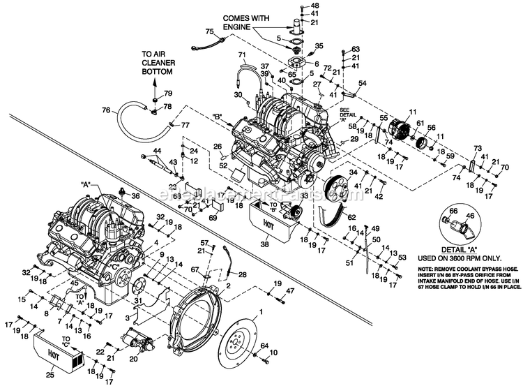 Generac QT07039ANSN (4120714)(2005) 70kw 3.9 120/240 1p Ng Stl -04-06 Generator - Liquid Cooled Engine Common Parts Diagram