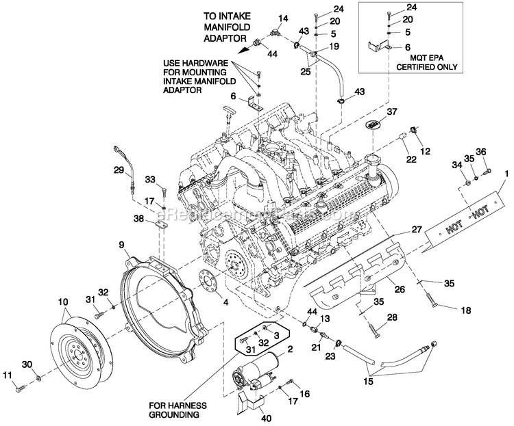 Generac QT07068ANANA (4521985)(2006) Obs 6.8 120/240 1p Ng Al Bh10 -09-20 Generator - Liquid Cooled Engine Common Parts R/H Side Diagram