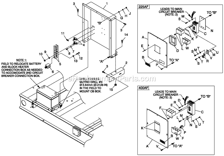 Generac QT07068ANANA (4689545 - 4689546)(2007) Obs 6.8 120/240 1p Ng Al Bh10 -01-12 Generator - Liquid Cooled Connection Box 225/400af Diagram