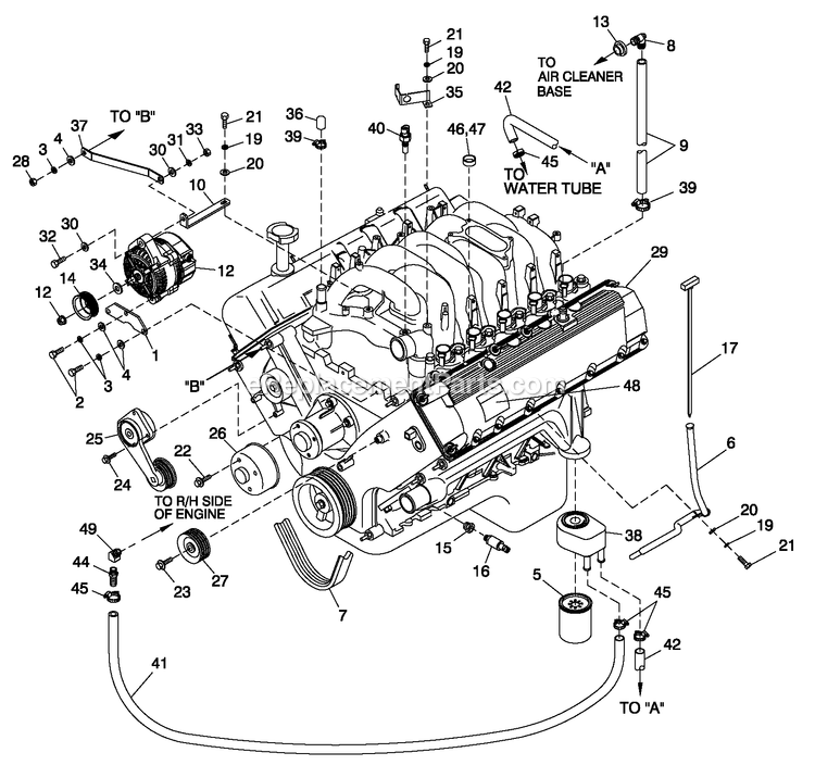 Generac QT07068ANANA (4689545 - 4689546)(2007) Obs 6.8 120/240 1p Ng Al Bh10 -01-12 Generator - Liquid Cooled Engine Common Parts L/H Side Diagram