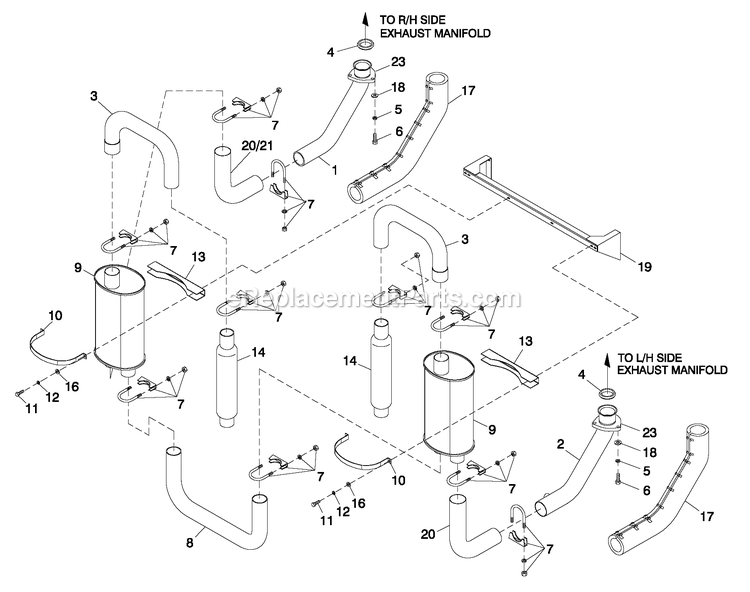 Generac QT07068ANSNA (5269373 - 5321747)(2009) Obs 6.8 120/240 1p Ng Stlbh10 -02-20 Generator - Liquid Cooled Muffler 5.4l/6.8l Cpl Exhaust C3 Diagram