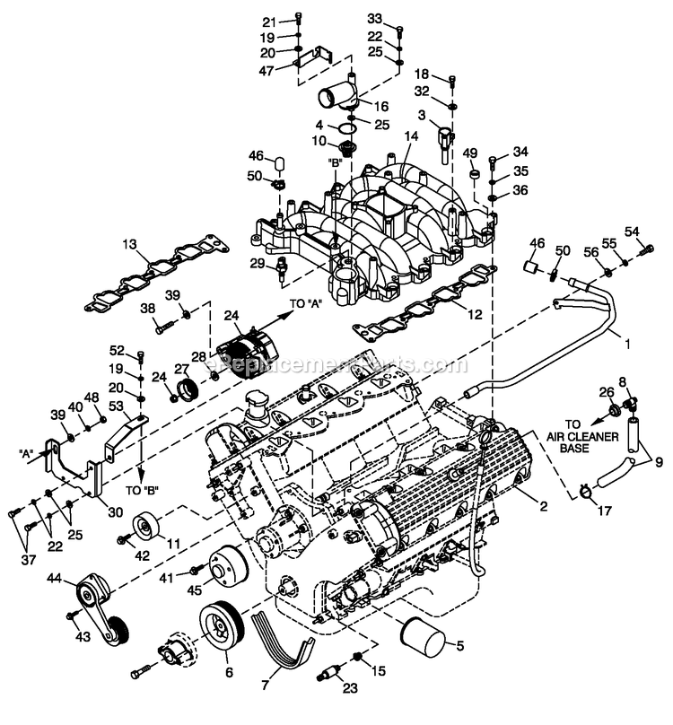 Generac QT08046ANAN (4474248 - 4809526)(2007) Obs 80kw 4.6 120/240 1p Ng Al -05-02 Generator - Liquid Cooled Ev Engine Common Parts Lh 4.6l G3 Rwd Diagram