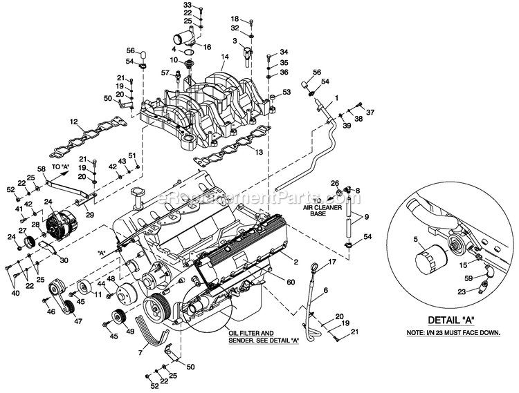 Generac QT10054ANAN (4371554 - 4790814)(2007) 100kw 5.4 120/240 1p Ng Alum -04-10 Generator - Liquid Cooled Engine Common Parts L/H Side 5,4l Cpl Diagram