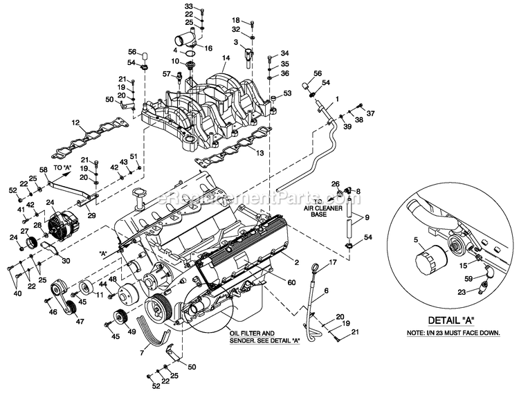 Generac QT10054GNSN (4135893)(2005) 100kw 5.4 120/208 3p Ng Stl -04-25 Generator Engine Common Parts L/H Side 5.4l Cpl Diagram