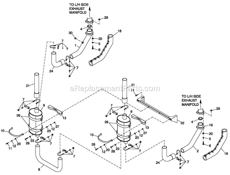 Generac QT10054GNSN (4821901)(2007) 100kw 5.4 120/208 3p Ng Stl -05-14 Generator Muffler 5.4l/6.8l Cpl Exhaust C5 Diagram