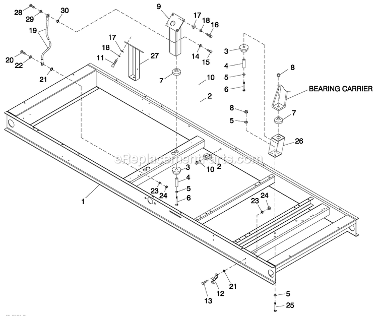 Generac QT10068ANAN (5447669 - 5524082)(2009) Obs 100kw 6.8 120/240 1p Ng Al -06-26 Generator - Liquid Cooled Mounting Base Diagram