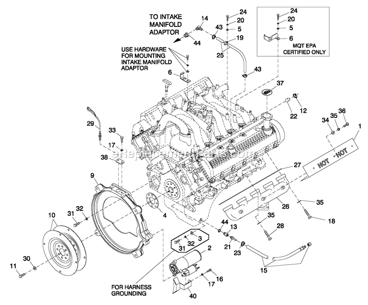 Generac QT13068ANSY (5466536)(2009) Obs 130kw 6.8 120/240 1p Ng St -05-27 Generator - Liquid Cooled Engine Common Parts R/H Side Diagram