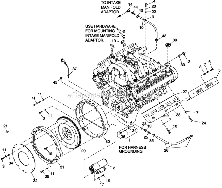 Generac QT13068ANSY (5466536)(2009) Obs 130kw 6.8 120/240 1p Ng St -05-27 Generator - Liquid Cooled Engine Common Parts R/H Side 6.8l G/B Cpl Diagram