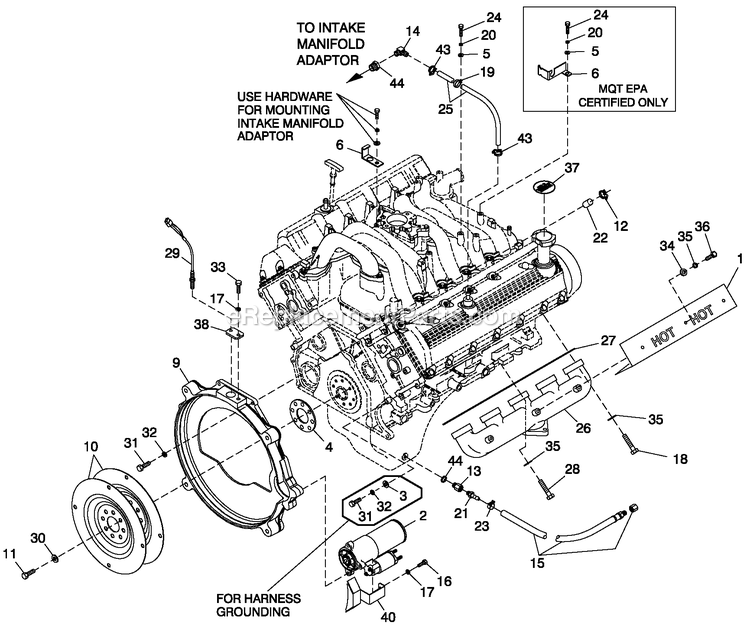 Generac QT15068KNNYA (5749071)(2010) Obs W6.8 277/480 3p Ng O/S Epa -01-05 Generator Engine Common Parts R/H Side (6.8l Cpl) Diagram