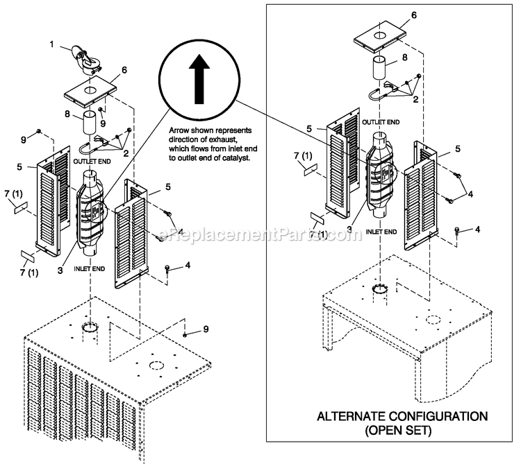 Generac QT15068KNNYA (5749071)(2010) Obs W6.8 277/480 3p Ng O/S Epa -01-05 Generator Kit Catalyst Exhaust (Shipped Loose) Diagram