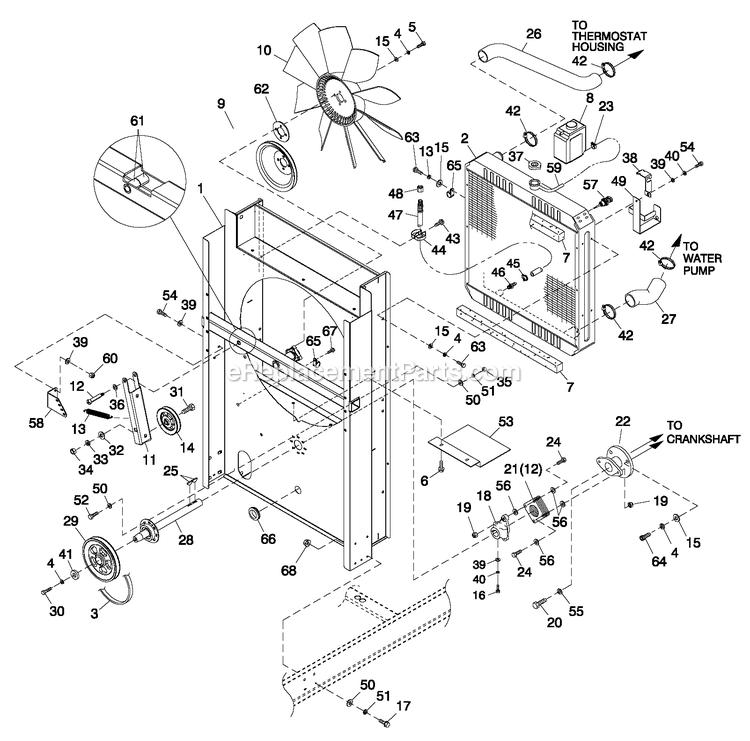 Generac QT15068LVSNA (5601044)(2009) 150kw6.8 600v 3p Lpv Stlbh10 -08-10 Generator C5 Cooling System Fan Drive (2) Diagram