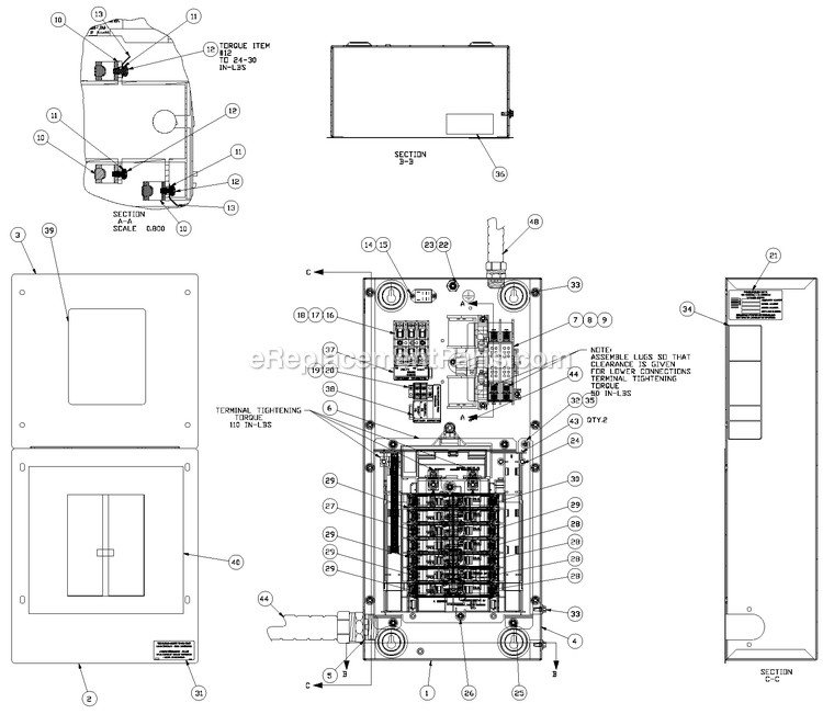 Generac RTG10EZA1 (9492985 - 3000354461)(2016) T/S10ckt.Lc 50a Nema1  -05-09 Generator Ev 14 Circuit Lc Diagram