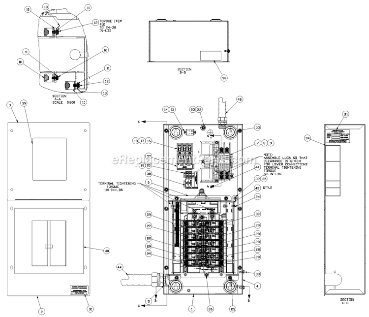 Generac RTG10EZA1 (9492985 - 3000354461)(2016) T/S10ckt.Lc 50a Nema1  -05-09 Generator Ev 16 Circuit Lc Diagram