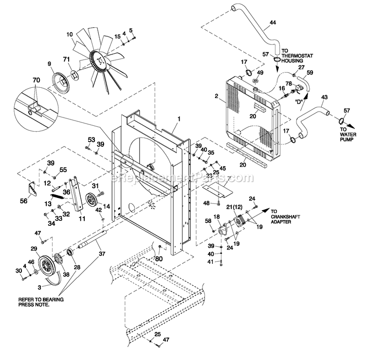 Generac ST06024ANSN (5730869 - 5740331)(2009) Obs 60kw 2.4 120/240 1p Ng St -12-18 Generator - Liquid Cooled C2 Cooling Sytem And Fan Drive Diagram