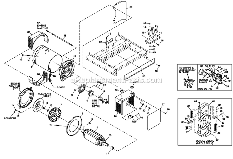 Generac ST08046ANSN (5160811)(2008) Obs 80kw 4.6 120/240 1p Ng Stl -10-08 Generator - Liquid Cooled Cpl Alternator Brushless 80, 100 And 150kw 2-Pole Diagram