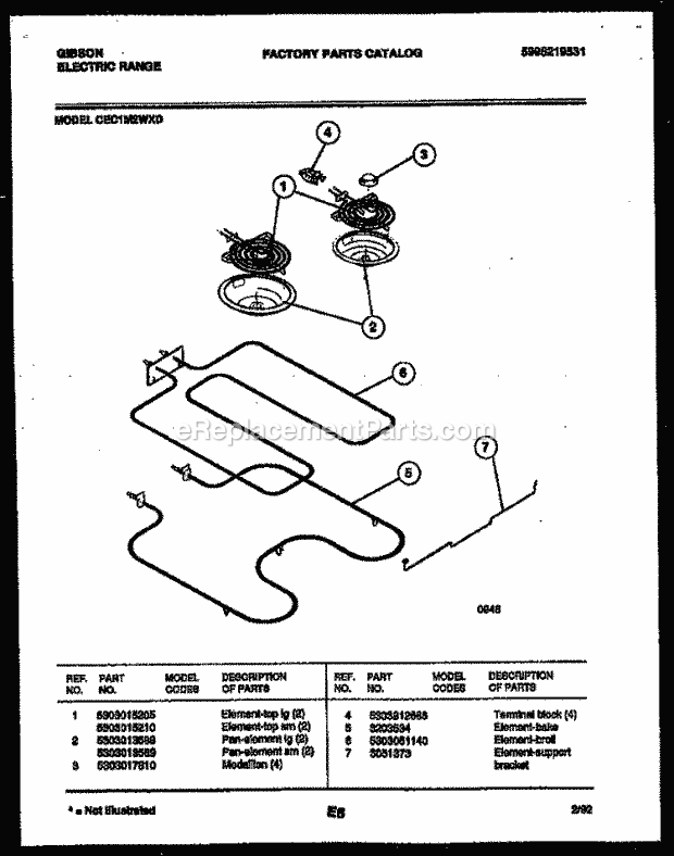 Gibson CEC1M2WXD Freestanding, Electric Range - Electric - 5995219531 Broiler Parts Diagram