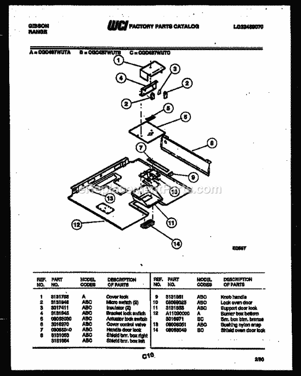 Gibson CGC4S7WUTA Gas Range - Gas - Lg32489070 Burner Box Parts Diagram