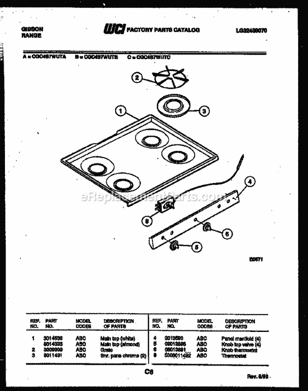 Gibson CGC4S7WUTA Gas Range - Gas - Lg32489070 Cooktop Parts Diagram