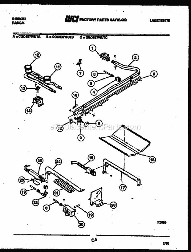 Gibson CGC4S7WUTB Gas Range - Gas - Lg32489070 Burner Parts Diagram