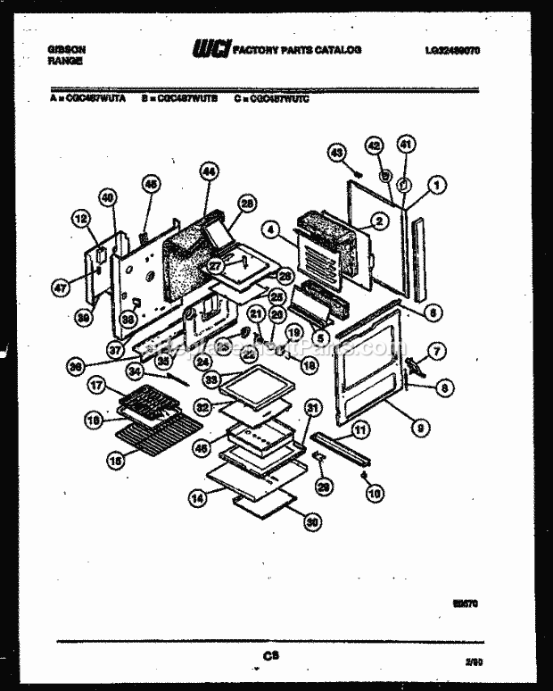 Gibson CGC4S7WUTC Gas Range - Gas - Lg32489070 Body Parts Diagram