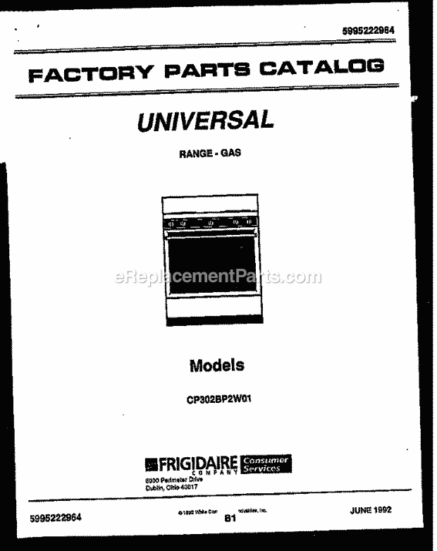 Gibson CP302BP2D1 Freestanding, Gas Range - Gas - 5995222964 Page F Diagram